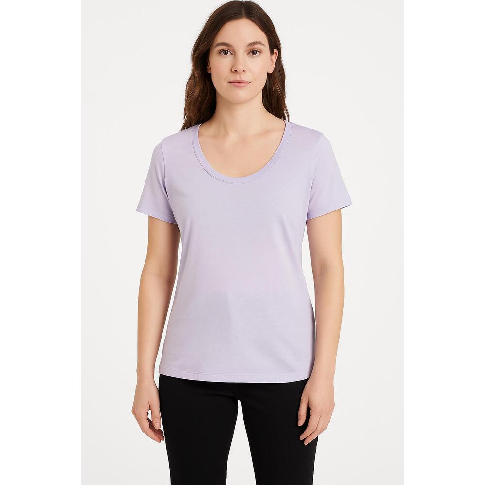 Lilac Top Womens Large Short Sleeve Pastel Lavender Purple TShirt Summer Casual